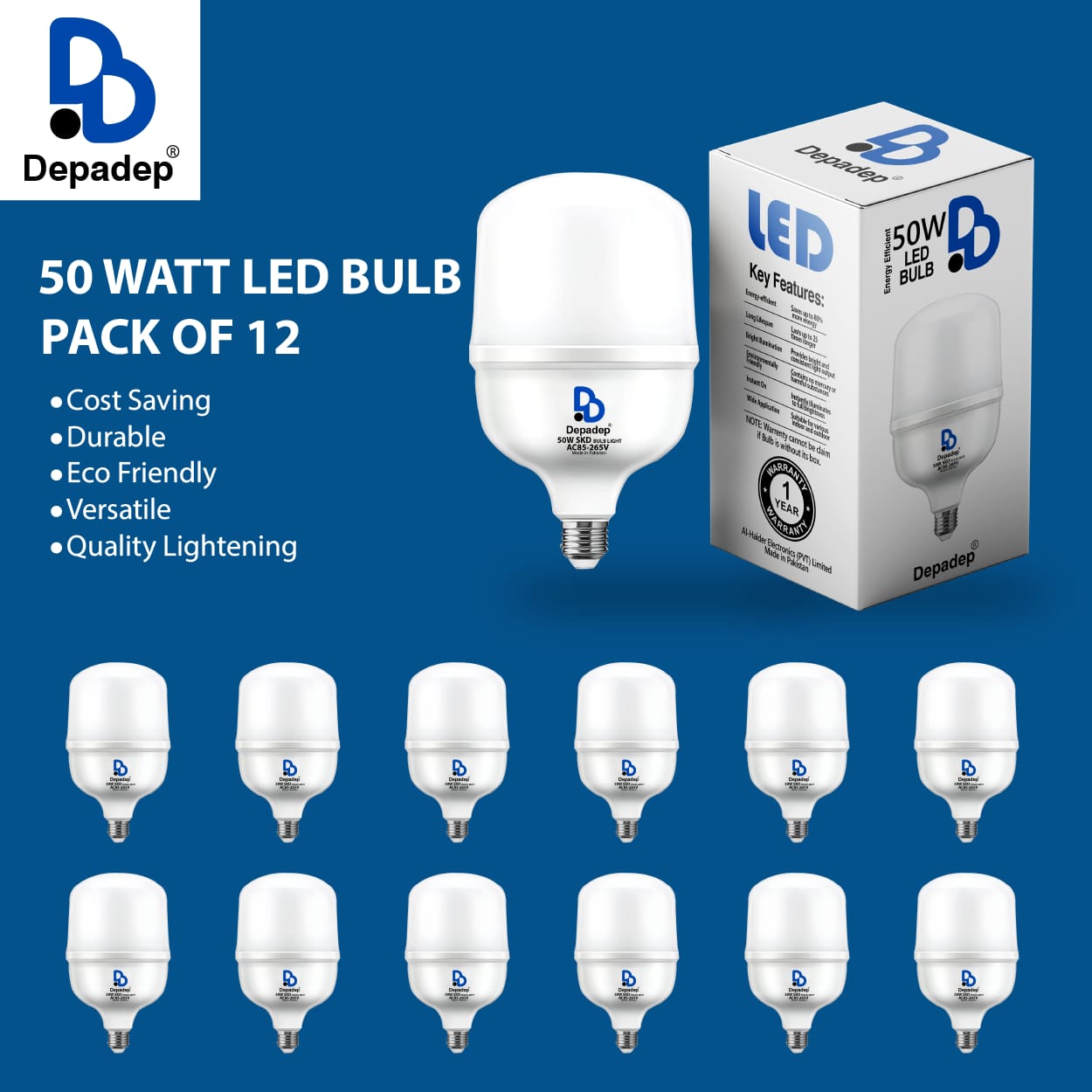 50 Watt Pack Of 12 LED Bulb