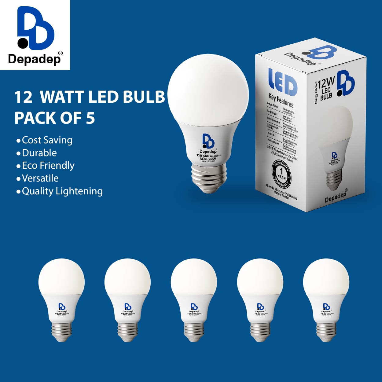 12 Watt LED Bulb Pack Of 5