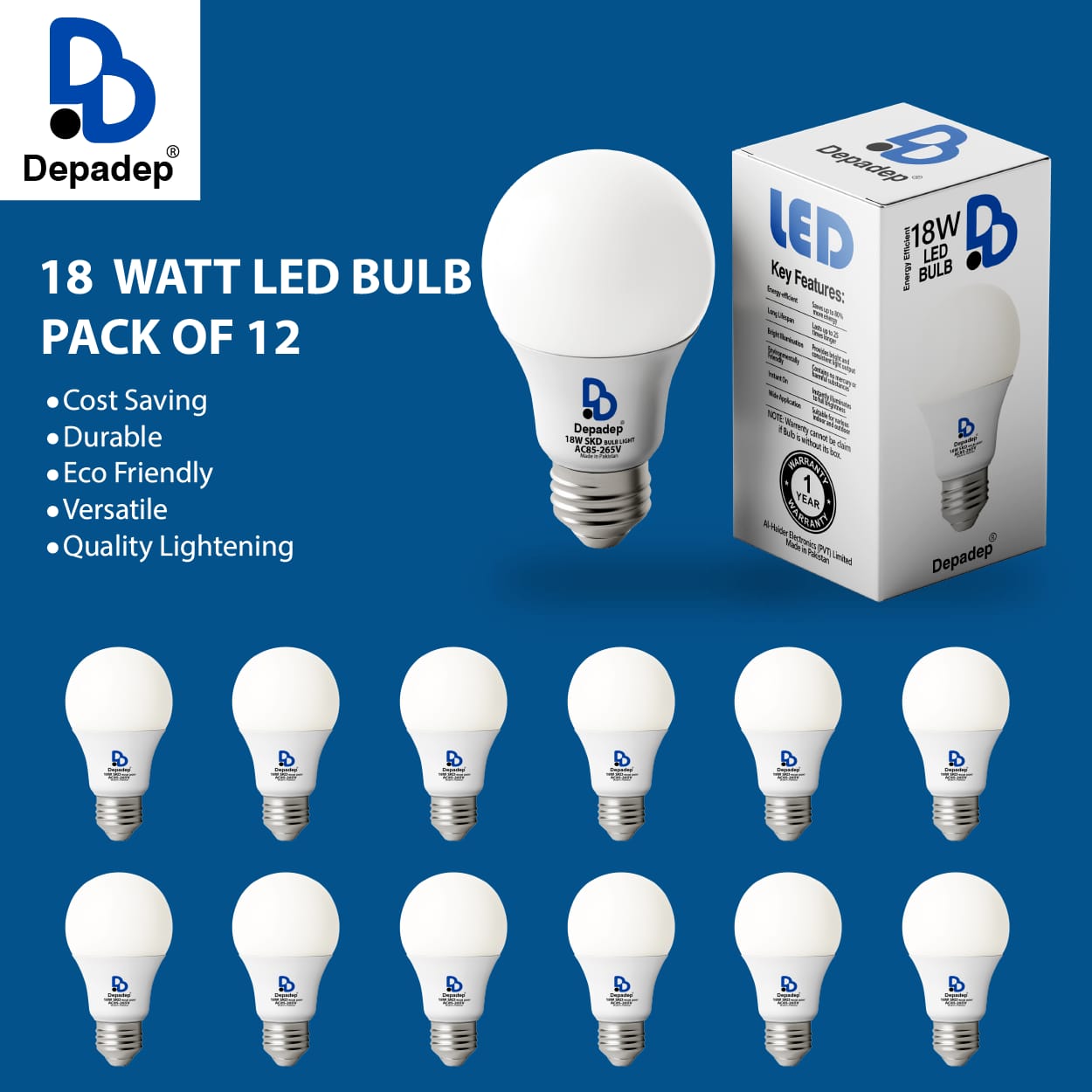 18 Watt LED Bulb Pack Of 12