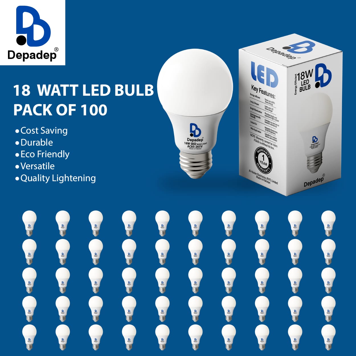 18 Watt LED Bulb Pack Of 100