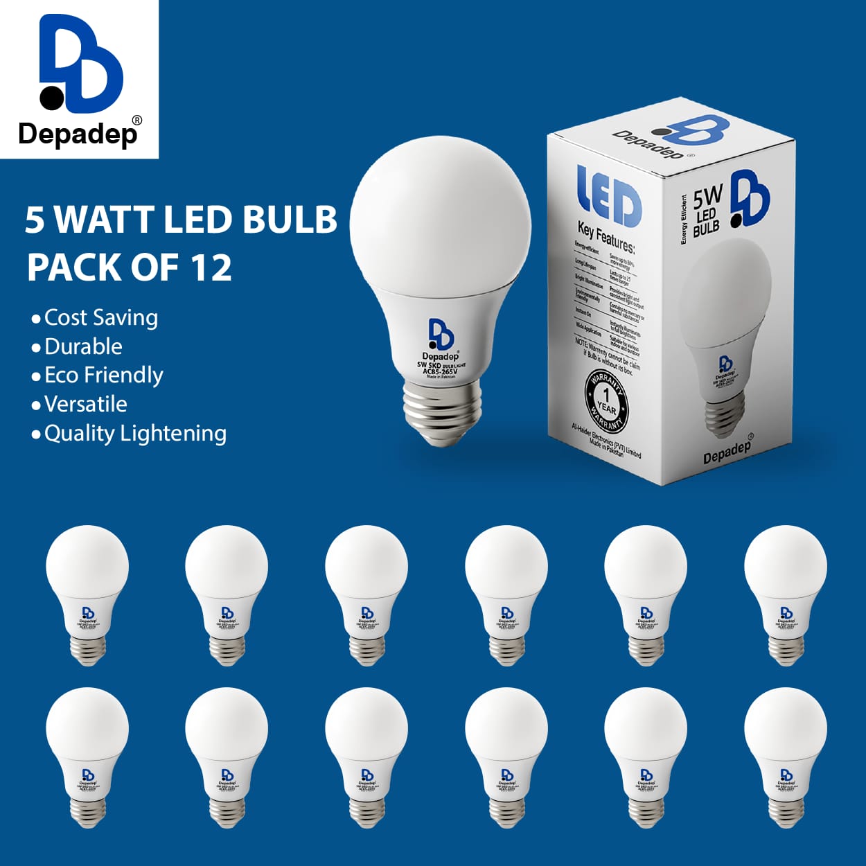 5 Watt LED Bulb Pack Of 12