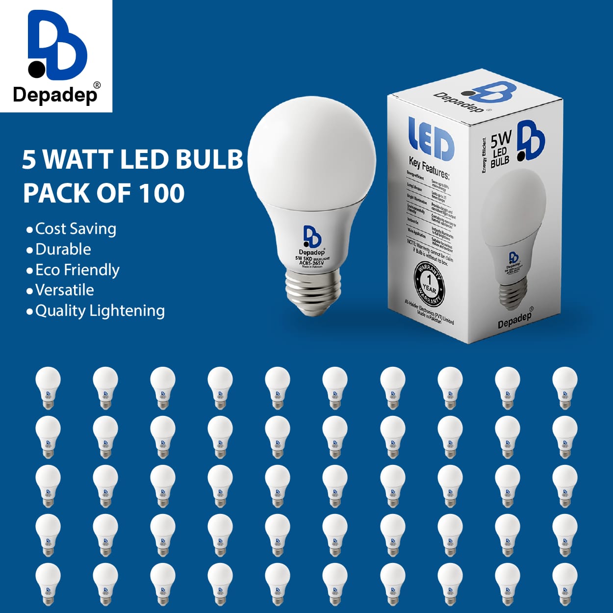 5 Watt LED Bulb Pack Of 100